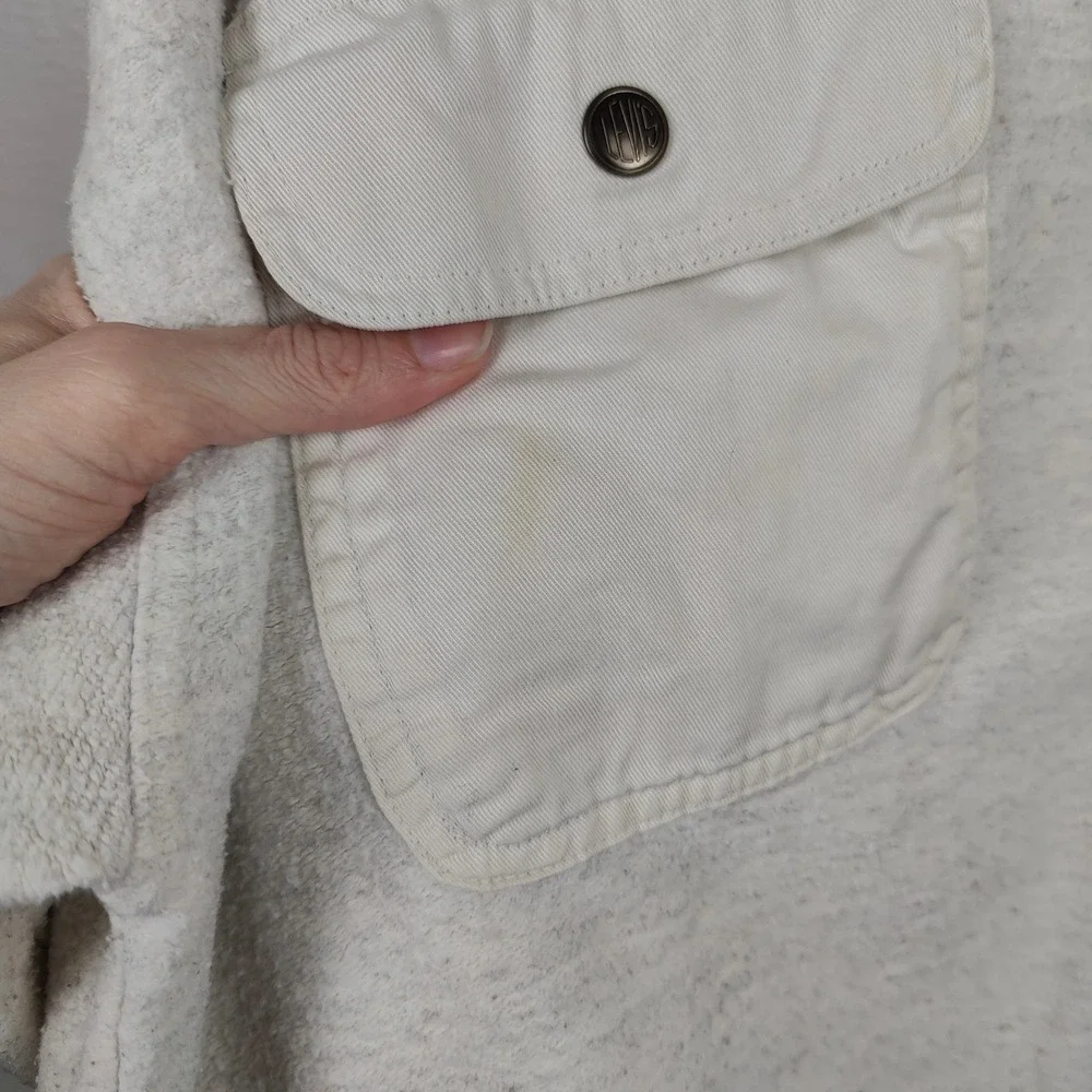 Levis‎ Mens Vintage Hooded Henley Pullover Oatmeal Cream XL Heavyweight Hoodie